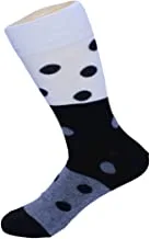 White Flower Cotton Classic Casual Sock Dotted For Men-Multicolor-Size 40-45