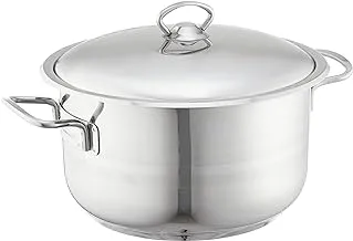 Aboud original striped 18/10 satinless steel cooking pot 24 cm with stainless handle - silver