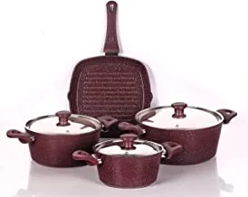 Top Chef Granite7 pieces set (pot18/20/24/Grill28) Burgandy