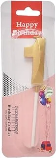 Generic Small birthday glitter candle with number 1 design for cake decoration - gold