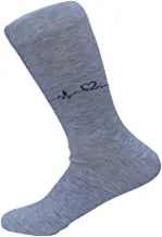 White Flower Cotton Classic Casual Sock For Men-Gray-Size 40-45