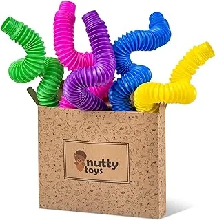 Nutty toys jumbo 3xl pop tube sensory toys 5 pk - fine motor skills learning for toddlers, top adhd fidget 2022, unique kids & adults, easter basket stuffer gift idea, best boy girl & tween present