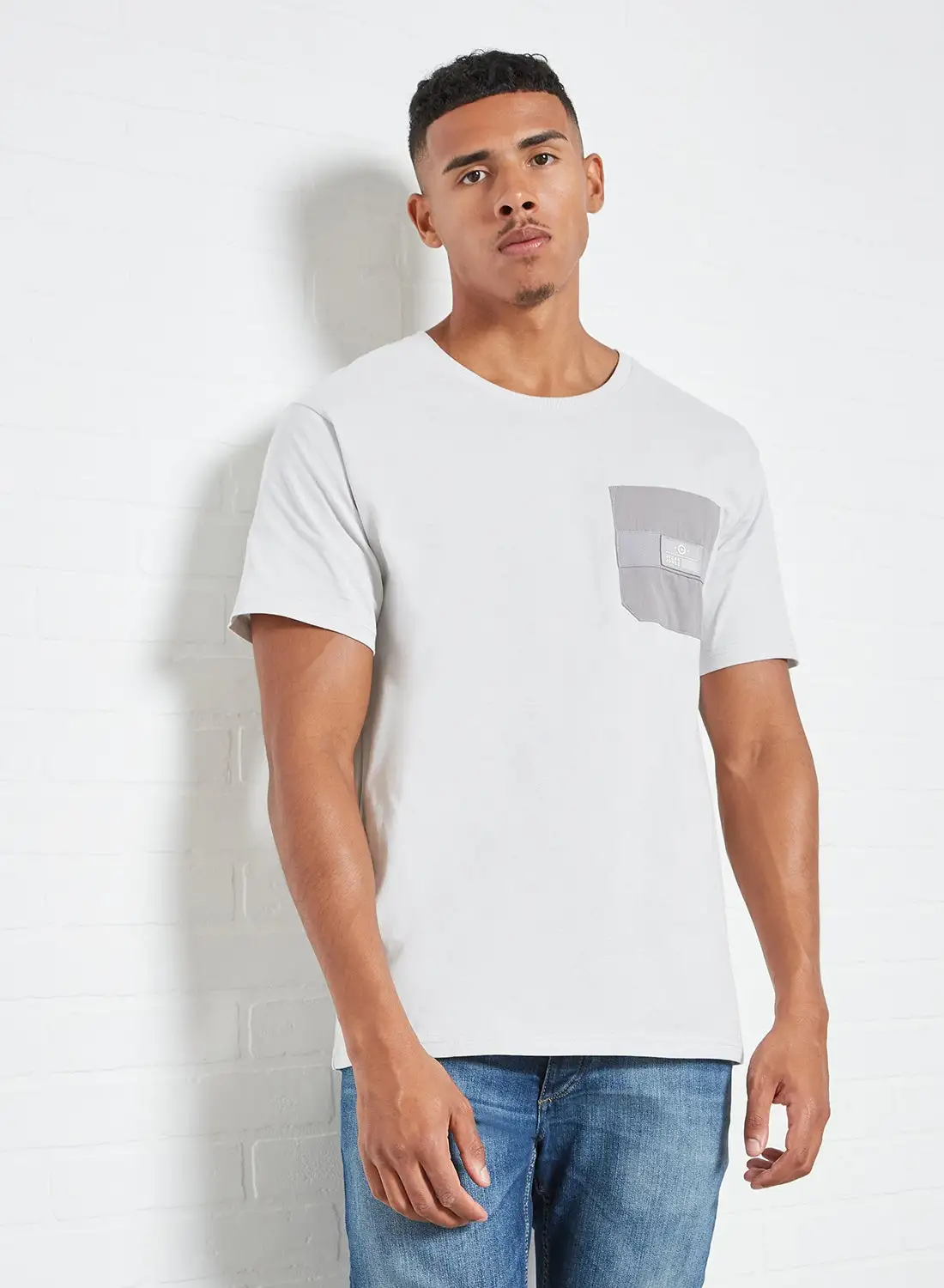 JACK & JONES Patch Pocket T-Shirt Grey