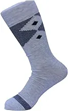 White Flower Cotton Classic Casual Sock Striped For Men-Gray-Size 40-45