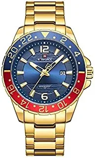 Naviforce Watch for Men, Quartz Movement, Analog Display, Gold Stainless Steel Strap-9192 G-G-BE