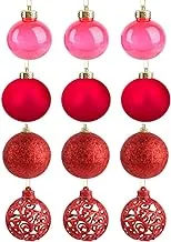 Christmas Tree Ornaments Balls Hanger Decorations Xmas Ball Decor For Festival Party - Red - 12 pcs