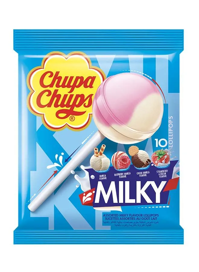 Chupa Chups Milky Lollipop Bag, 10 Piece 120grams