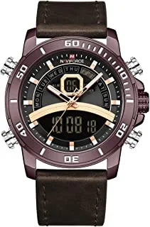 Naviforce Watch for Men, Quartz Movement, Analog Display, Brown Leather Strap-9181L CE-B-D.BN