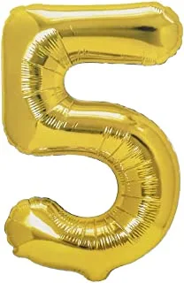 Generic Foil large balloon with number five design for party and birthday 32 inch - gold