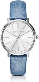 Michael Kors Jaryn Silver-Tone Leather-Band Watch MK2495