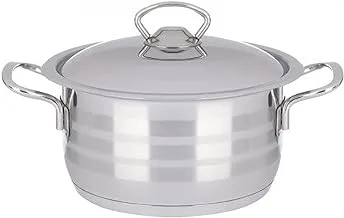 Cookin Aboud | Aboud | Original Striped 18/10 Satinless Steel Cookin Aboud |g Pot 16 cm With Stainless Handle - Silver