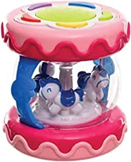 Generic HE0701 Plastic Music Drum With Sound System And Small Hourses Design For Kids - Multi Color