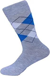 White Flower Cotton Classic Casual Sock Striped For Men-Gray-Size 40-45