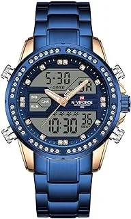 Naviforce 9190 rg-be men watch quartz digital watch stainless steel strap casual sport watch