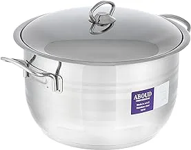 Aboud original striped 18/10 satinless steel cooking pot 26 cm with stainless handle - silver