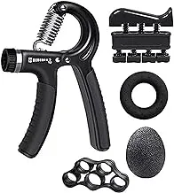 AUELEK Hand Grip Strengthener Set,5 PCS Strength Training Equipment Forearm Finger Exerciser, Finger Stretcher, Adjustable Hand Gripper, Exercise Ring & Grip Ball for Athlete, Musicians