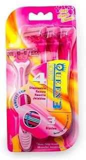 Queen 4 disposable razors triple blades plus lubrastripe & rubber handle in a blister card