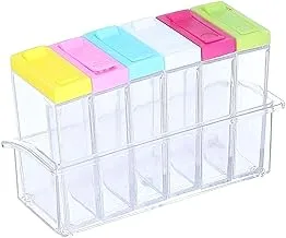 Acrylic Spice Jars with Colorful Lids - 6 Pieces - Assorted Colors