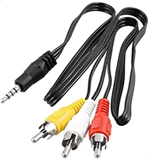 3.5mm Male to 3 RCA Audio Video Male AV Camcorder Cable أسود