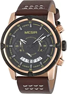 Megir ml2047grebn-1n13 analog leather watch for men