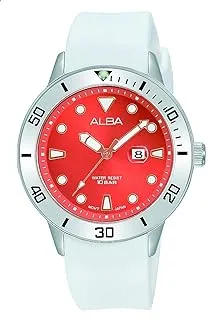 Alba Active AH7T85X Silicone Round Analog Water Resistant Watch for Men - White