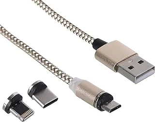 Keendex kx1649 cable metal magnetic 3x1 charger cable (micro - type-c - lightning), 1m - gold