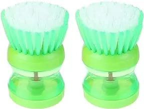 Cleaning brush set with soap dispenser, 2 piece - assorted colors