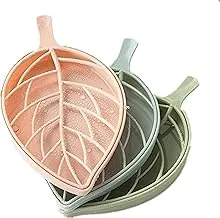 3PCS Double Layer Leaf Shape soap Dish Tray with Drain Plastic soap Box Holder for Shower Bathroom Kitchen