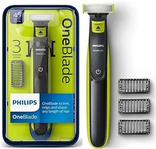 OneBlade Philips QP2520 / 20 ماكينة حلاقة كهربائية وتشذيب مع 3 أمشاط