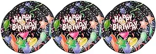 Party happy birthday print paper party plates set, 9 inch, 86356/6 multi color set of 6