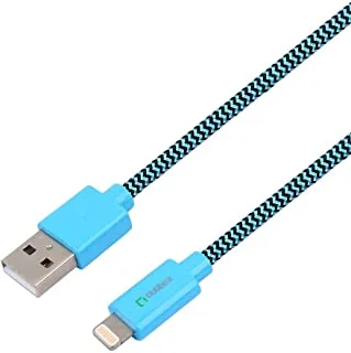 Outbox lightning to usb charging and data transferring cable for apple mobile phones, 2.4 a, 2 meters - blue and white