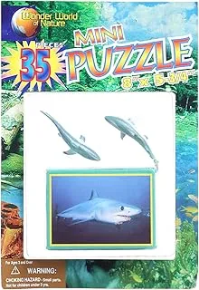 Wonder World of Nature Shark Shaped Puzzle with Shark Shaped Miniature Animal Figure - 35 Pieces