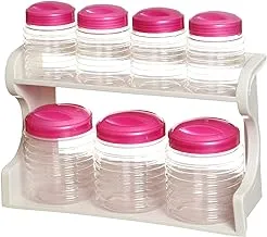 Touch blast jar with lid and stand - multi color - 7 piece