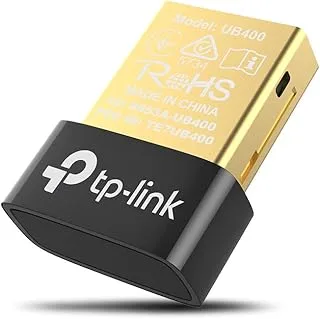 TP-Link UB400 USB Bluetooth Adapter للكمبيوتر الشخصي ، 4.0 Bluetooth Dongle Receiver دعم Windows 10 / 8.1 / 8/7 / XP لسطح المكتب والكمبيوتر المحمول والماوس ولوحة المفاتيح والطابعات وسماعات الرأس ومكبرات الصوت و PS4 / 5 ووحدات تحكم Xbox