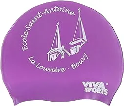 Viva Sports Silicone Swimming Cap for Kids in Folder Purple and White