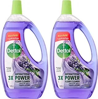 Dettol lavender antibacterial power floor cleaner with 3 times powerful cleaning, 1.3litre - pack of 2