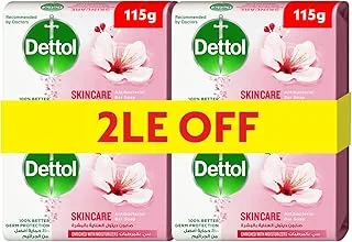 Dettol Skincare Anti Bacterial Bathing Soap Bar for effective Germ Protection & Personal Hygiene, Rose & Sakura Blossom Fragrance, 4 Pieces 115g, Pink @20% Off