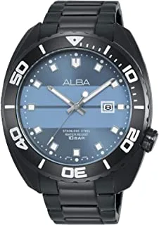 Alba Watch for Men, Quartz Movement, Analog Display, Black Stainless Steel Strap-AG8H39X