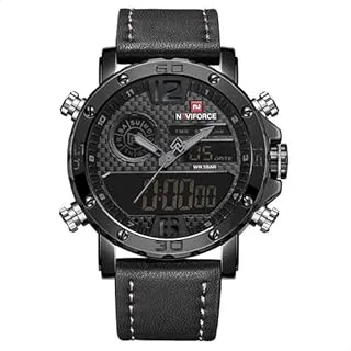 Naviforce Casual Watch For Men Analog-Digital Leather - 9134 B-GY-B