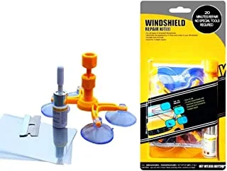 Quick Fix Windshield Repair Kit, Windscreen Windshield Repair tool Set for Chips and Cracks, Bulls-Eye, Spider Web, Star-Shaped, Half-Moon Crescents