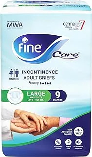 Fine Care Incontinence Adult Diapers breifs, Large Size ,Waist 110-156 cm, Count 9