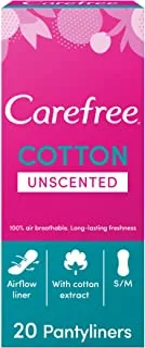 Carefree panty liners, cotton, unscented, pack of 20