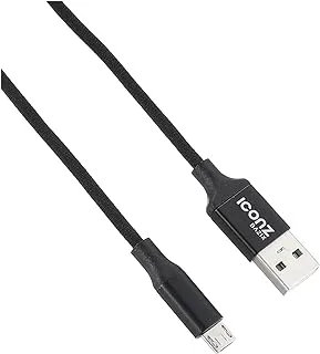 Iconz xbr06k bazix aluminum micro usb cable, 2.4 ampere - black