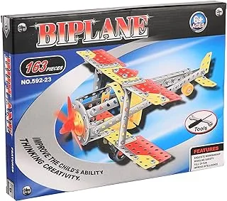 Biplane Building Toy For Kids, 163 Pieces - Multi Color