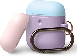 جراب Elago Duo Hang للجيل الثاني من Airpods - Body-Lavender / Top-Pink ، Pastel Blue