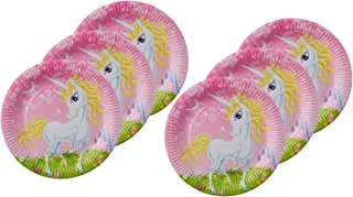 Party unicorn print paper party plates set, 9 inch, 863151/6 multi color set of 6