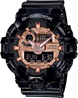 كاسيو G-SHOCK GA-700MMC-1ADR مينا ذهبي روز بسوار راتنج أنالوج رقمي دائري للجنسين - أسود