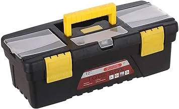 12 inch Pro Box, Plastic Tool Box with Handle, Portable Tool Case with Locking Lid, Tool Storage Organizer