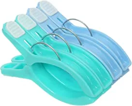 Plastic Blanket Laundry Pegs Set, 4 Pieces - Blue and Turquoise