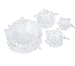 Silicone Stretch Fresh Food Cover Stretch Lids, 6 Pack of Various Sizes White